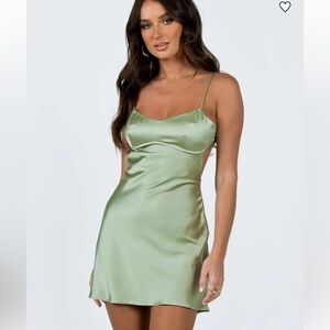 Princess Polly Light Green Satin Mini Dress